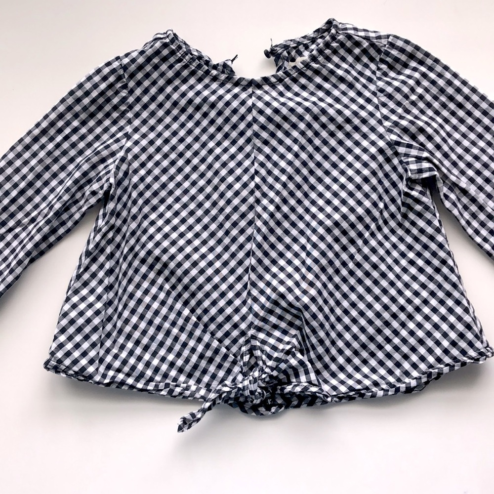 ZARA Gingham Front Tie Blouse
